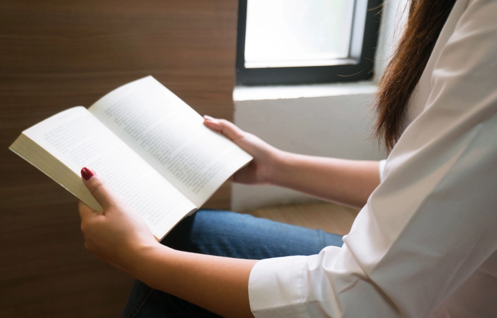 woman reading a book